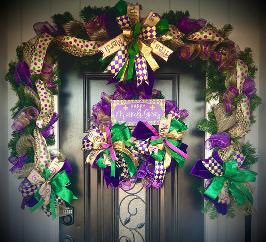 Mardi Gras Wreath and Garland Set